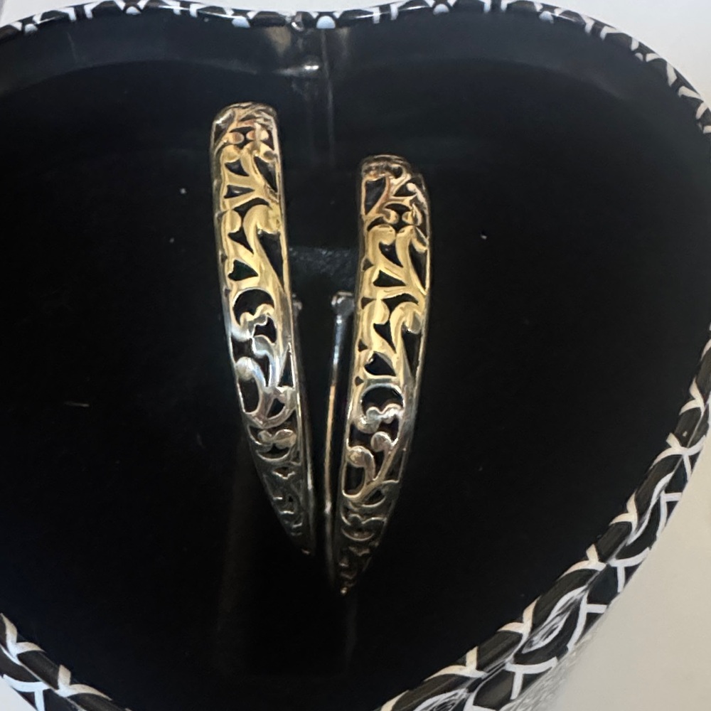 Elegant Gold and Silver Filigree Hoop Earrings